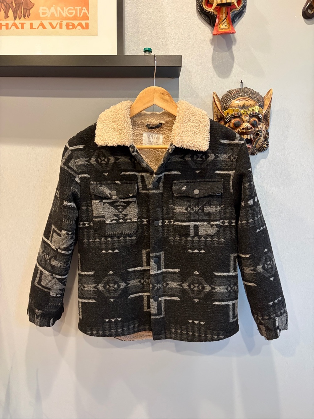 Zara Kids Aztec Sherpa-Lined Kids Jacket